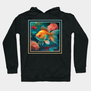 Gullible Goldfish Vibrant Tropical Flower Digital Oil Painting Portrait Hoodie